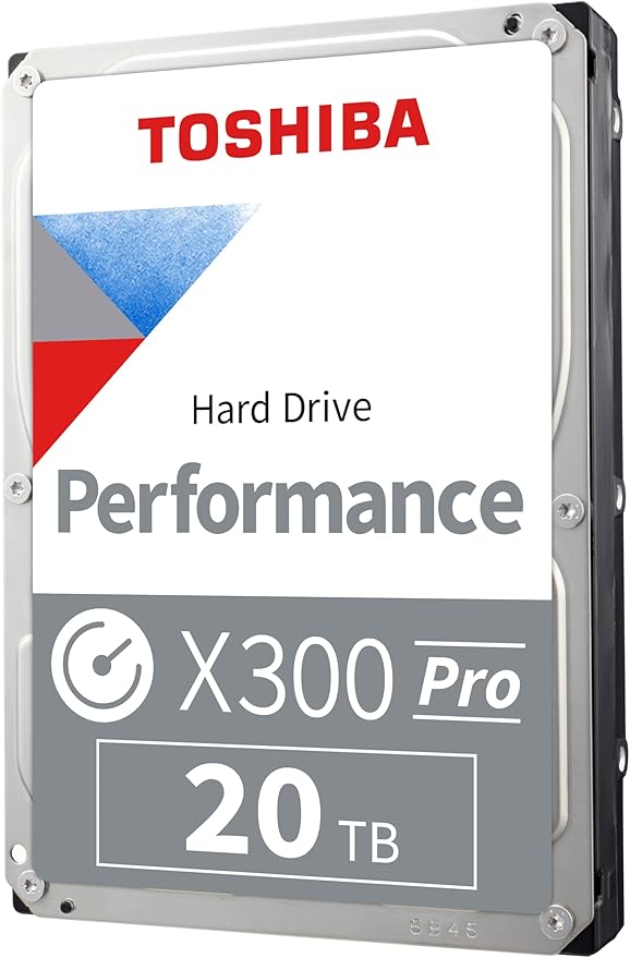 Toshiba X300 PRO 20TB High Workload Performance for Creative Professionals 3.5-Inch Internal Hard Drive – Up to 300 TB/Year Workload Rate CMR SATA 6 Gb/s 7200 RPM 512 MB Cache - HDWR62AXZSTB