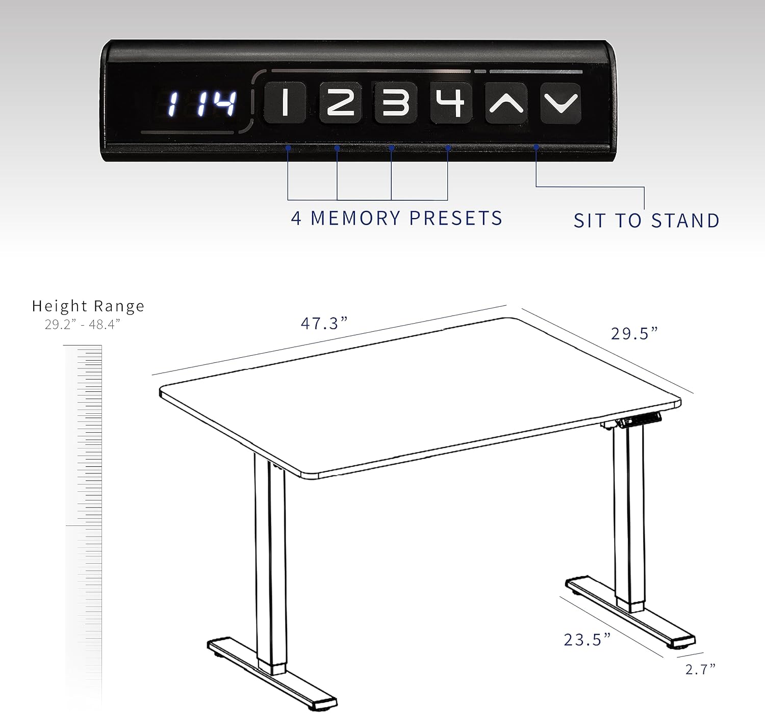 VIVO Electric 48 x 30 in Standing Desk, Memory Height Adjustment, 1B Series, One-Piece Reclaimed Wood Top, Black Frame, DESK-KIT-1B5P