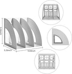 SAYEEC Magazine File Holder Folder Storage Desktop Standing Hollow File Bookshelf Organizer Office Racks Displays Holds Notebooks Documents (3 Compartments - Light Grey x 2)