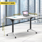 Conference Room Table with Flip-Top Design for Dynamic Meetings, Business Table Computer Desk with Heavy-Duty Frame,Foldable Seminar Meeting Tables for Home Office (2, E, 61IN)