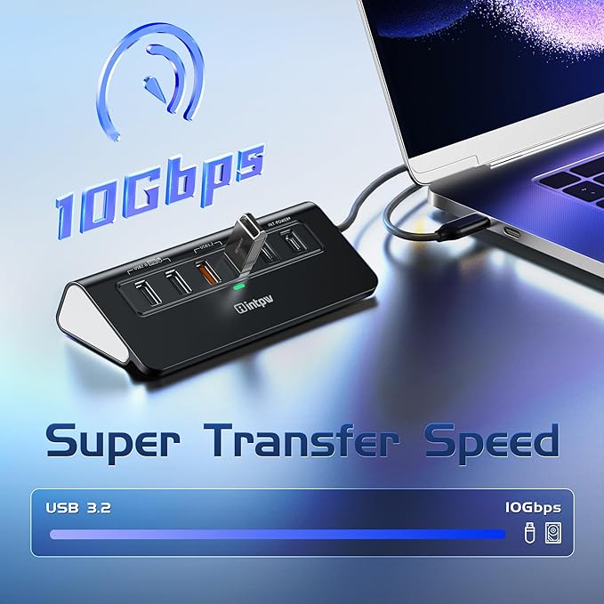 USB C Hub Ethernet, 10Gbps USB C Docking Station 10-in-1 with 4K@60Hz HDMI, Type-C & 2 USB A 3.2 Data, LAN, 2 USB A 2.0, PD 100W, SD/TF Ports, Powered USB Hub for Laptop, PC, iPhone 16/15, Mac