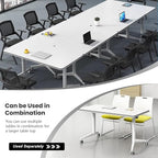 Conference Table Folding Conference Table, Modern Conference Room Table White Meeting Table Flip Top Large Mobile Training Tables, Mobile Training Seminar Tables for Office Classroom (4pack 47.2in)