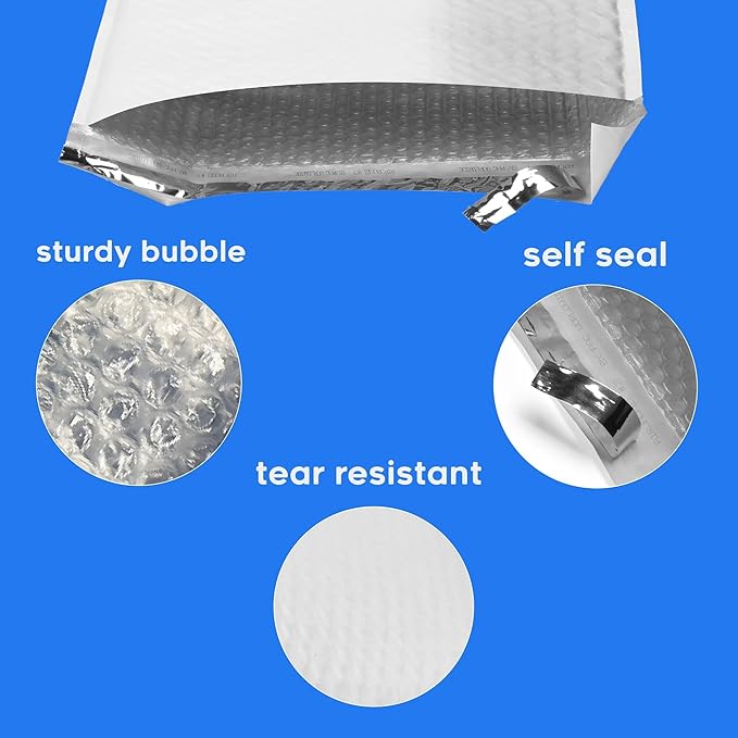 The Boxery 7.25x12''|#1 Poly Bubble Mailers- 100 Pack, Padded Envelopes, Self Seal, Waterproof Shipping Bags, Padded Mailers for Shipping & Packaging