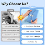 CAGIE Diary with Lock for Women, Full Wrap-around Privacy Journal Gifts for Girls, 120 GMS 224 Pages Thick Lined Notebook with Lock, 5.9 x 7.9 Inch