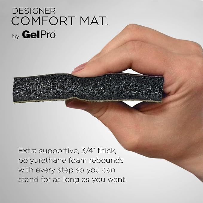 GelPro Ergo-Foam Cushioned Anti-Fatigue Standing Kitchen Floor Mat, Padded Stain-Resistant, Waterproof, Non-Slip Comfort Padded Desk/Office Mat - 20" x 72", Grasscloth Pecan