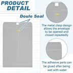 Geyee 100 Pcs Clasp Manilla Envelopes 6 x 9 Inch Gummed Colored Envelopes for Storing or Mailing for Home Office Business Supplies(Gray)