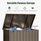 Domi Outdoor Storage Deck Box 120 Gallon, Waterproof Lockable Steel Outdoor Storage Container for Outside Cushions, Garden Tools and Pools Equipment, (Brown)