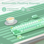 Wireless Keyboard Mouse Set,MOFII 104 Round Keys Lovely Retro Cute Colorful Computer Typewriter Keyboard and Mouse for PC/Mac/Laptop/Tablet/Computer/Windows Green