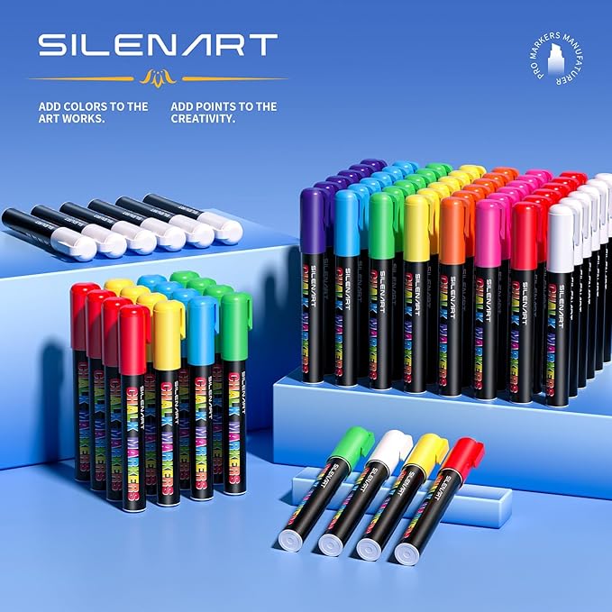 SILENART Purple Chalk Markers - 15mm Jumbo Tip Car Marker - Wide Thick Window Chalk Pen for Chalkboard, Window, Glass, Mirror, Blackboard