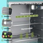 3.4 Cu.Ft Retro Small Beverage Refrigerator Cooler with Double Tempered Glass Door, 120 Can Wine Drink Beer Mini Fridge for Office Bedroom Bar with 7 Temperatures, Adjustable Shelves, Blue