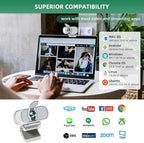 1080P Webcam with Mic, Pro Streaming Web Camera with Privacy Cover and Stand, Widescreen USB Computer Camera for PC Mac Laptop Desktop, Adapter Included