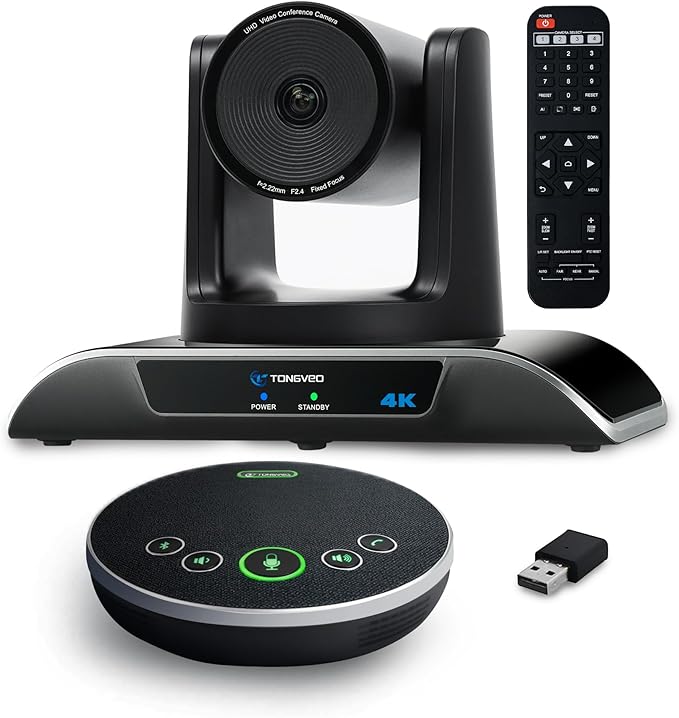 4K Conference Room Camera System, AI Auto-Tracking PTZ Camera 5X Digital Zoom with Speakerphone Set 120° Wide-Angle USB3.0 for Zoom YouTube Teams OBS and More