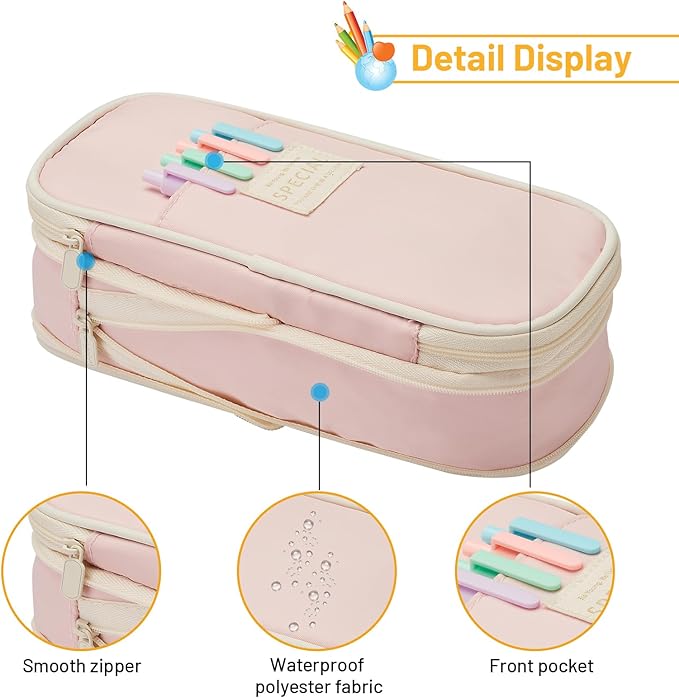 Sonuimy Large Capacity Pencil Case Pouch, Cute Aesthetic Big Capacity Zipper Pencil Cases Pen Portable Office Stationery Makeup Bag, Desk Organizer for College Adults Women Men- Purple