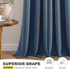 MIULEE Stone Blue Blackout Curtains - Thermal Insulated Bedroom Curtains Room Darkening Drapes for Living Room Kitchen Grommet Top Light Blocking Window Treatment, 40 x 45 Inches Long, 2 Panels