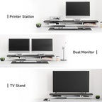 Fenge Acrylic Monitor Stand Riser, 42.5 Inches Dual Monitor Stand with Metal Storage, 2 Tier Acrylic Computer Riser for Desk, Clear Laptop Stand for PC, Laptop, Printer, TV, Black