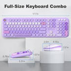 Wireless Keyboard and Mouse, Typewriter Full Size Keyboard with Number Pad and 2 in 1 USB Connected Mouse for Windows 7/8/10, Laptop, Desktop, PC, Computer (Purple Colorful)