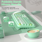 Wireless Keyboard Mouse Set,MOFII 104 Round Keys Lovely Retro Cute Colorful Computer Typewriter Keyboard and Mouse for PC/Mac/Laptop/Tablet/Computer/Windows Green