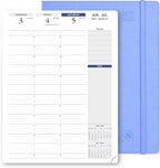 POPRUN Academic Planner 2025-2026, 8.5'' x 11.25'', Quarter-Hourly Appointment Book (July 2025-June 2026) with PU Leather Soft Cover, Dual Pockets, Monthly Tabs, 100GSM Thick Paper - Cornflower