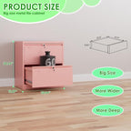 Metal 2 Drawer Lateral File Cabinet with 2 Lock - Wide Filing Cabinet for Letter/Legal/F4/A4 Hanging Files - Includes Business Card Holder,Home Office School Storage,Pink