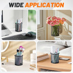 Segarty Pen Cup Holder for Desk, 12 Pack Black Pencil Holder, Round Wire Mesh Pen Container Set for Office Supply, School Classroom, Home Desktop Accessories, Makeup Brush Organizer
