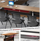 Folding Conference Table,Mobile Conference Room Tables Rolling Meeting Table with Caster Wheels,Flip Top Mobile Training Table,Foldable Rectangle Seminar Tables for Office,Classr (4pack, 47.2in)