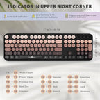 Wireless Keyboard and Mouse Combo, 104 Round Keys Cute Colorful Keyboard and Mouse with Retro Typewriter for PC/Mac/Laptop/Tablet/Computer/Windows Black