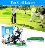 Golf Pen Holder with 3 Club Pens and Movable Golf Cart, Mini Golf Bag Desk Decor for Office, Funny Golf Gifts for Men, Dad, Boss - Stocking Stuffers for Golfers on Birthday, Christmas, Fathers Day