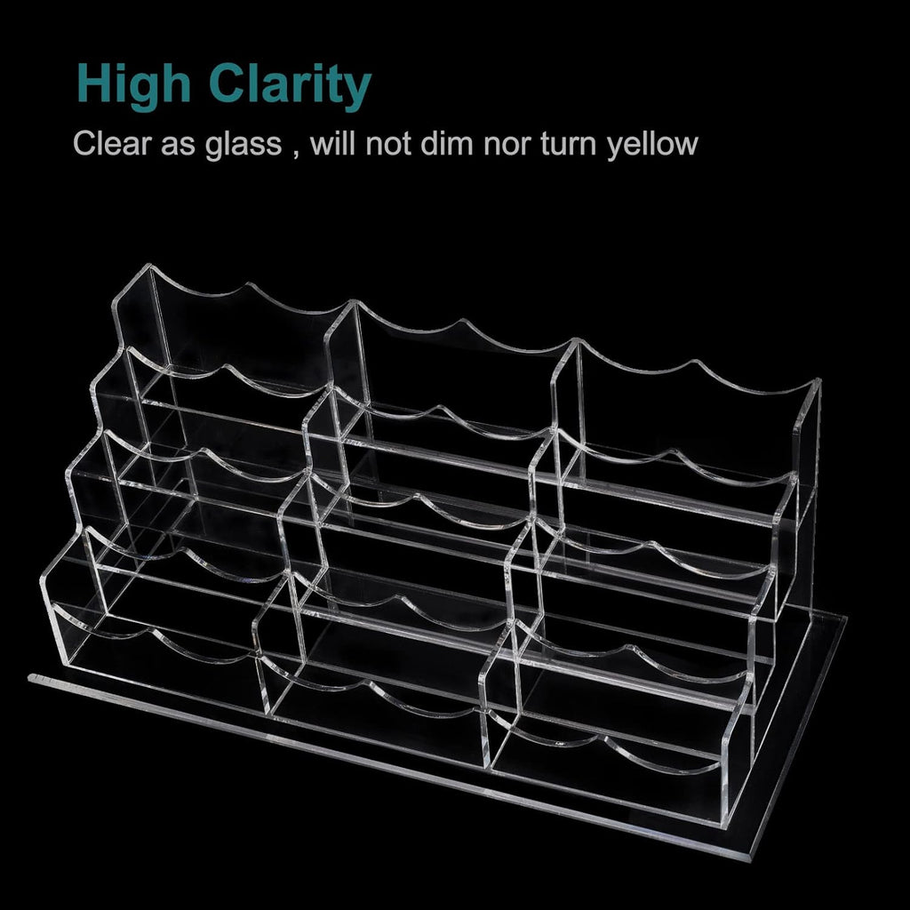 Business Acrylic Card Holder Display for Desk, 12 Slots 4 Tiers Multiple-Clear Acrylic Business Card Stand Set, Holds Approximately 600 Cards