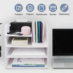 SONGWAY Desk File Organizer with Handle - Desktop File Sorter, Paper Storage Holder, Paper Letter Tray, Desk Organizers and Storage for Home Office School