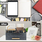 Wooden Desk Organizer Mail Organizer Countertop, Desktop Organizer Mail Sorter Mail Holder Bill Organizer for Desk, Desk Organizers and Accessories for Women (Black)