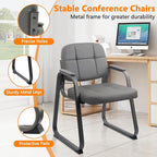 CLATINA Waiting Room Guest Chair with Bonded Leather Padded Arm Rest for Office Reception and Conference Desk Black with Sled Base Grey 4 Pack