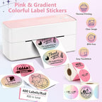 2 Rolls Colorful Thermal Labels,1.96'' Round Label Sticker for Phomemo 241BT,for MUNBYN 130B/RW402B Printer,800Pcs Waterproof Label Paper for Address/Logo/Barcode/Name/Thanks