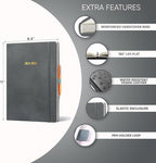 Ensight 2025-2026 HARDCOVER Leather Planner Weekly & Monthly - 8.5x11 Inches - Academic Planner Business Personal or Student - Pen Holder, Thick Paper, July 2025 - June 2026 (Grey)