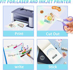 Printable Transparent Laser Sticker Paper, Laser & Inkjet Printable 8.5 x 11 Inches Dries Quickly Stickers Clear Rainbow Vinyl Label 22 pcs
