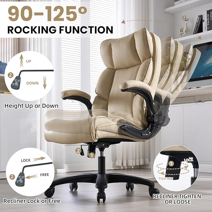 Big and Tall Office Chair 500lbs Wide Seat Executive Office Desk Chair High-Back Office Task Chair, Ergonomic Lumbar Support Computer Office Chairs for Heavy People