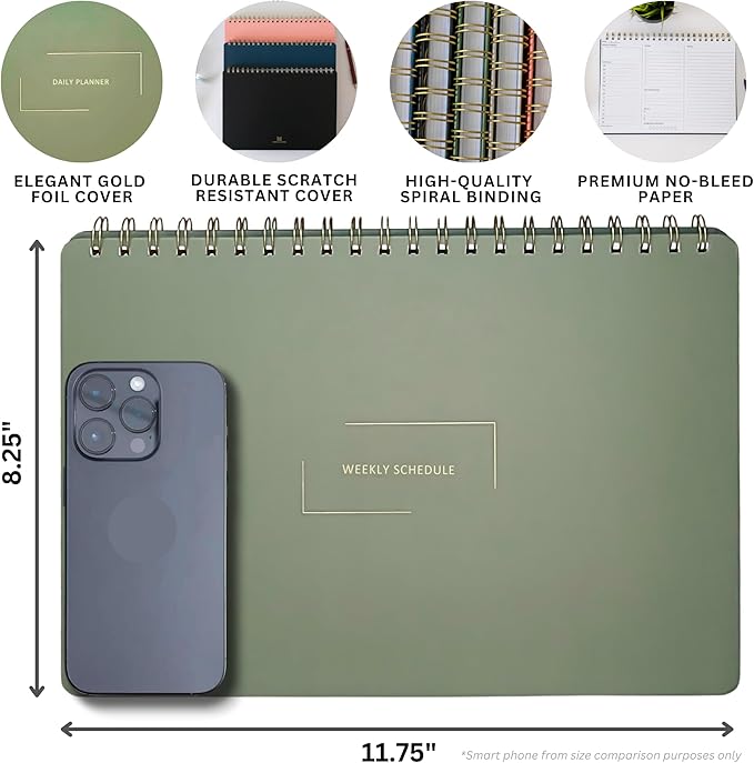 Undated Weekly Schedule | Business Planner | 8.25” x 11.75” ADHD Organizer | Premium Multi-Layout Schedule | Pink | Landscape Layout