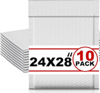 Ireer 10 Pack Extra Large 24 x 28" Bubble Mailers Poly Padded Envelopes Cushioned Mailing Envelopes Bubble Padded Mailers Self Adhesive Waterproof Shipping Bags for Business Christmas Gift Packaging