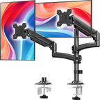 Dual Monitor Stand for Desk, Taller Monitor Arms for 2 Screens up to 32 inch, Ergonomic Adjustable Gas Spring Double Computer Monitor Mount, Holds 4.4-22lbs, VESA 75/100mm, Black, Freelift