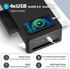 meatanty 2 in 1 Monitor Stand Riser with 2 Storage Drawers and 4 USB Ports, Metal Computer Monitor Stand Supports Transfer Data and Charging, Desk Organizer for PC,Laptop,iMac (21 inches)