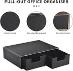 Linen Leather Desk Organizer and monitor stand with Drawers－Mini Desktop Drawer Organizer Stackable－Tabletop Organization Storage Box for Office Supplies Home Vanity Toiletries (Black, 2-drawers)