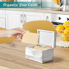 DRASTAR Index Card Holder, Index Card Organizer 3x5, Index Card Holder with Dividers, Index Card Holder for Desk, Index Card Storage Case, Note Card Box, Retro White