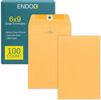 6x9 Clasp Envelopes – 100 Pack Brown Kraft Catalog Envelopes with Clasp Closure & Gummed Seal – 28lb Heavyweight Paper Mailing Manila Envelopes for Home, Office, Business, Legal or School