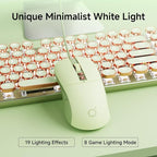 EWEADN Wired Typewriterkeyboard and Mouse Combo, Typewriter Style Mechanical Gaming Keyboard,104 Keys Backlit LED Keyboards, Media Control Knob, Wired Keyboard Pink Switch for Windows/Mac/PC-Green