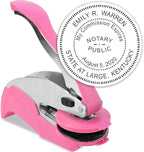MaxMark Notary Seal Round Pink Embosser for Kentucky State - Includes Gold Burst Seal Labels (50 Count)