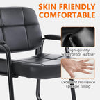 CLATINA Big & Tall Waiting Room Guest Chair with Bonded Leather Padded Arm Rest and Sled Base for Office Reception Lobby and Conference Desk, Black(8 Pack)