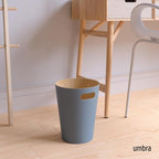Umbra Woodrow 2-Gallon Modern Wooden Trash Can Wastebasket, Attractive Bin for Garbage or Recycling, Suitable for Home or Office, Slate Blue
