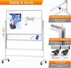 maxtek Dry Erase Whiteboard Height Adjustable, Easel Stand Rolling White Board on Wheels - 48 x 60 Large Mobile Dry Erase Board, 4' x 5' Double Sided Magnetic Whiteboard for School Office Home