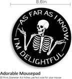 Skeleton Round Mouse Pad, Black Funny Small Mouse Pad with Non-Slip Rubber Base, Desk Mousepad for Wireless Mouse, Gaming Mouse Mat for Computer Laptop Office Women Men, 8.6 x 8.6 Inch