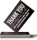 ITZAMNA Thank you for supporting small business cards Customer appreciation note cards Pink Script with Heart Pack of 100 black