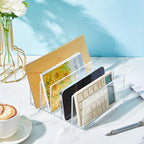 Geyoga 2 Pcs Acrylic File Holder Clear Mail Folder Organizer 5 Sections Multifunction Desktop Storage Letter Sorter Envelope Vertical Dividers for Office, Home, Desk Organization